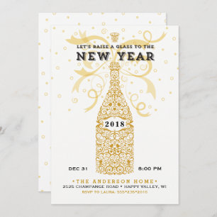 Elegant New Year 2018 Party Invitation