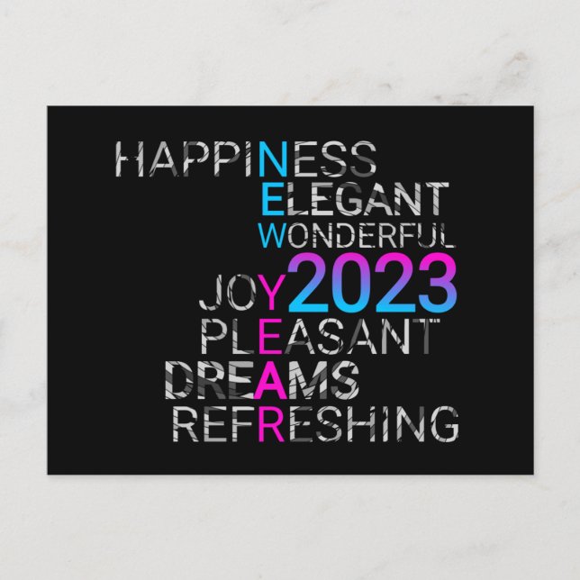 elegant new year 2023 quotes sayings holiday postcard (Front)