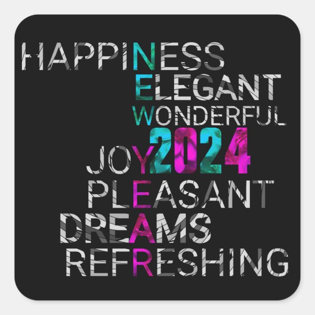 elegant new year 2023 quotes sayings square sticker (Front)