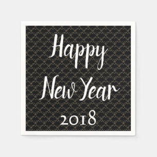 Elegant New Year Black and White Napkin