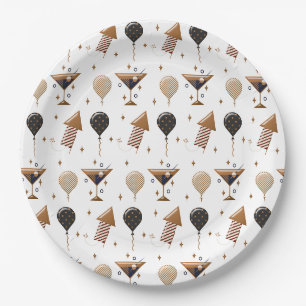 Elegant New Year Celebration Party Pattern Paper Plate