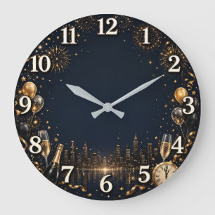 Elegant New Year Celebration Wall Clock