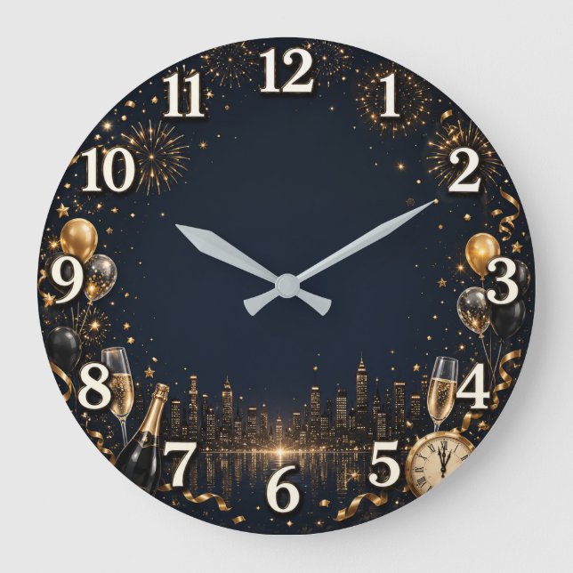 Elegant New Year Celebration Wall Clock (Front)