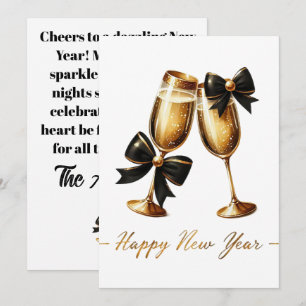 Elegant New Year Design with Champagne Glasses Holiday Card