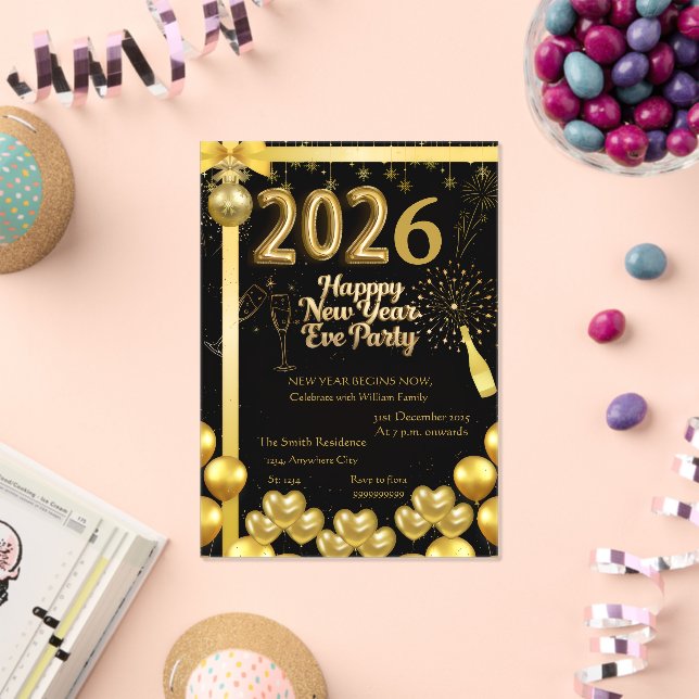 Elegant New Year Eve Party Invitation Card (Insitu (Celebration))