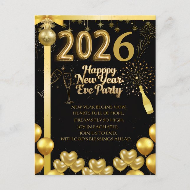 Elegant New Year Eve Party Invitation Card (Front)