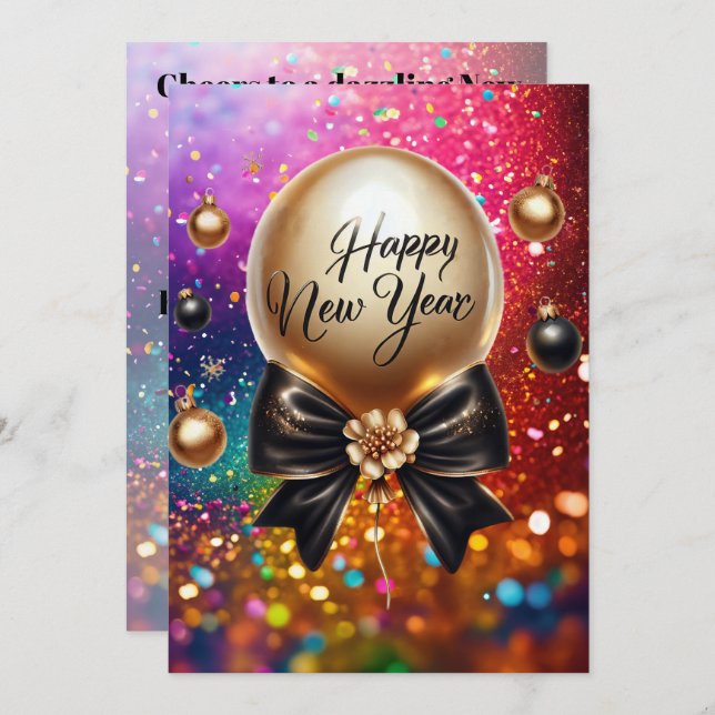 Elegant New Year Greeting  Holiday Card (Front/Back)