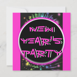 Elegant New Year holiday party hot pink black Invitation