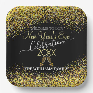 Elegant New Year’s Eve with Champagne Paper Plate