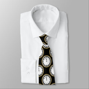 Elegant New Years Eve clock pattern tie