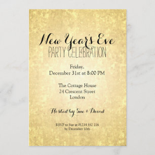 Elegant New Years Eve Gold Foil Star Confetti Invitation