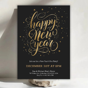 Elegant New Year's Eve invitation with gold script