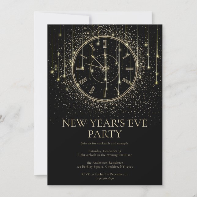Elegant New Year's Eve Party Invitation (Front)