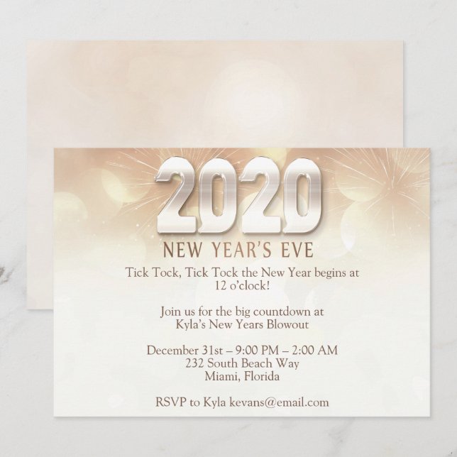 Elegant New Years Eve Party Invitation (Front/Back)