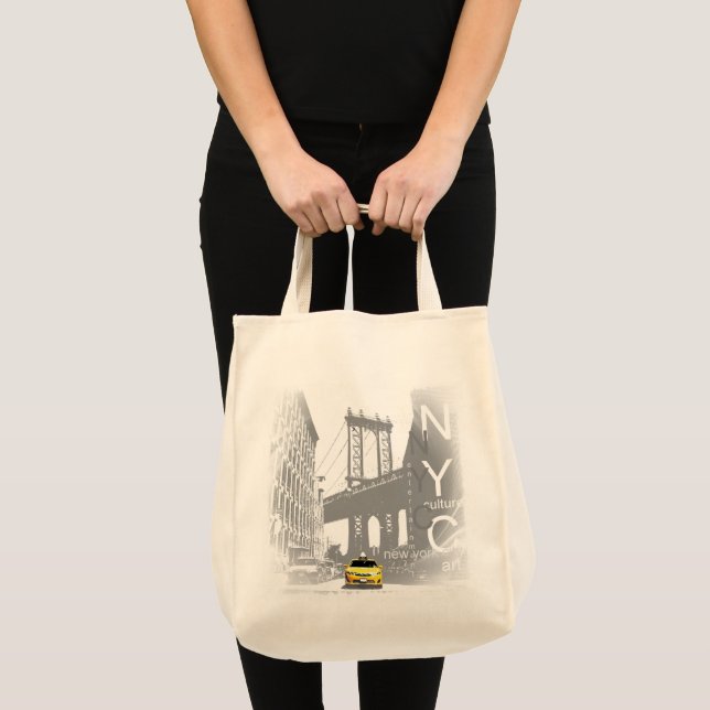 Elegant New York City Nyc Brooklyn Yellow Taxi Top Tote Bag (Front (Product))