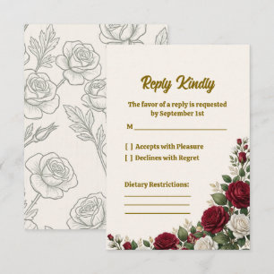 Elegant New York Rose Blossom Wedding RSVP Card
