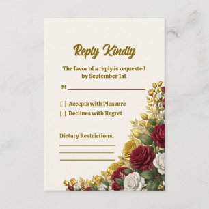 Elegant New York Rose Blossom Wedding RSVP Card