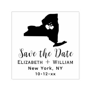 Elegant New York State Map Wedding Save the Date Self-inking Stamp