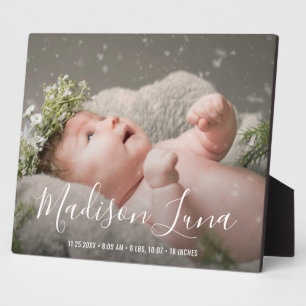 Elegant Newborn Girl Birth Nursery New Baby Photo Plaque