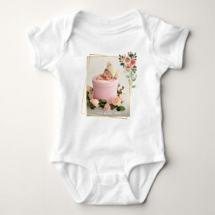 Elegant Newborn Girl Birth Photo Nursery Baby Bodysuit