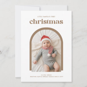 Elegant Newborn Photo Baby's First Christmas Holiday Card