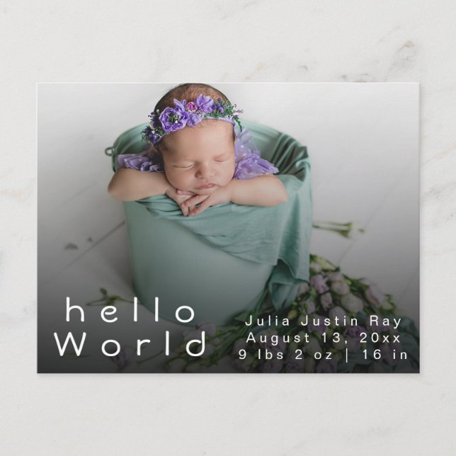 Elegant Newborn Photo Collage Birth Announcements Postcard (Front)