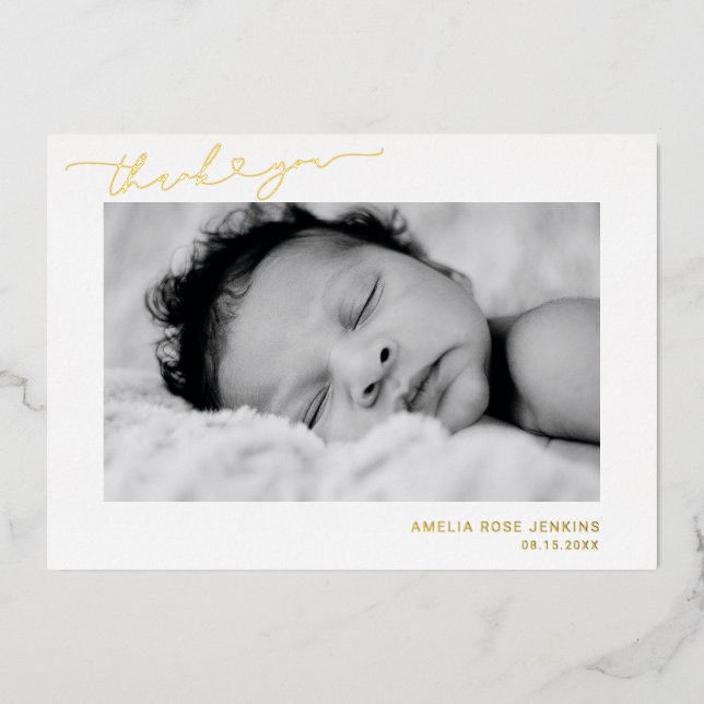 Elegant Newborn Photo Thank You Birth Announcement (Front)