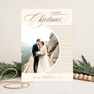 Elegant Newlywed Couple Wedding Photo Christmas Holiday Card