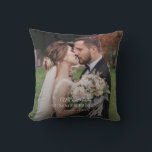 Elegant Newlywed Couple Wedding Photo Monogram Cushion<br><div class="desc">Immerse yourself in the beauty of your favourite moments as they come to life on a throw pillow. Whether it's a heartfelt family portrait,  a breathtaking landscape,  or a snapshot of a special occasion,  our custom prints capture the essence of your memories</div>