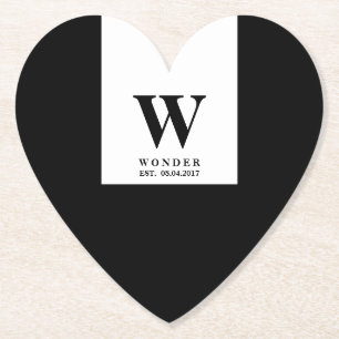 Elegant Newlywed Monogram Black wedding Paper Coaster