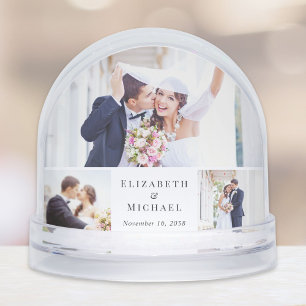 Elegant Newlywed Photo Collage Snowglobe