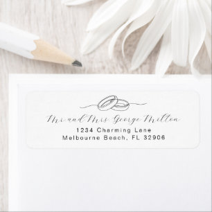 Elegant Newlywed Return Address Label with Rings