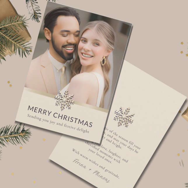 Elegant Newlyweds First Christmas Photo Card (Creator Uploaded)