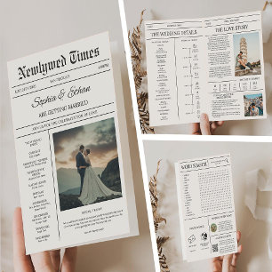 Elegant Newspaper Details Timeline Wedding Invitation