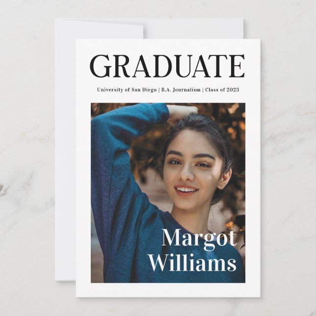 Elegant Newspaper Graduation Photo Announcement (Front)