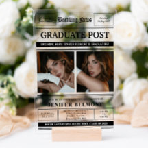 Elegant Newspaper Themed 2 Photo Graduation Party