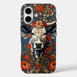 Elegant Nguni Cow William Morris Inspired iPhone 16 Case