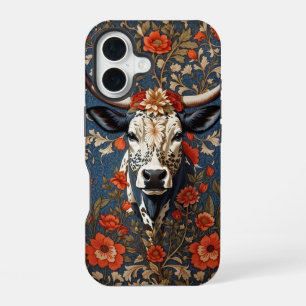 Elegant Nguni Cow William Morris Inspired iPhone 16 Case