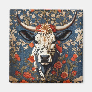 Elegant Nguni Cow William Morris Inspired Magnet