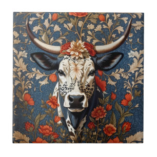 Elegant Nguni Cow William Morris Inspired Tile
