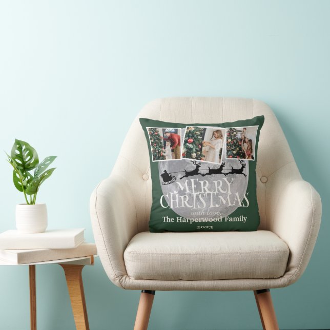 Elegant Night Joy Christmas Family Photo Collage Cushion (Chair)