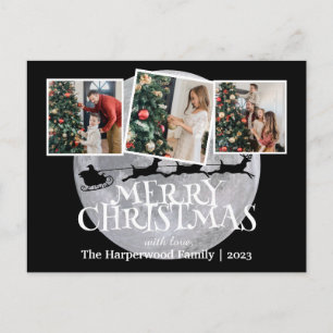 Elegant Night Joy Christmas Family Photo Collage Holiday Postcard