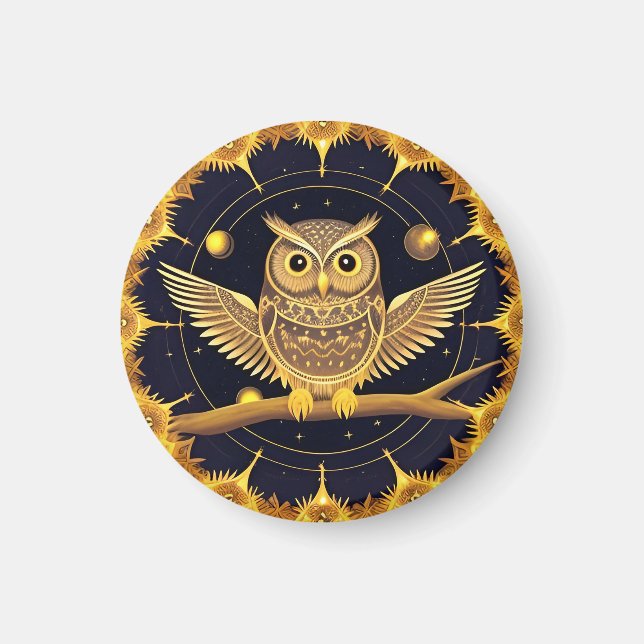 Elegant Night Owl Illustration Magnet (Front)
