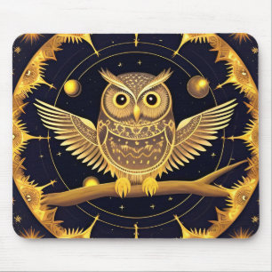 Elegant Night Owl Illustration Mouse Mat