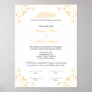 Elegant nikah contract poster