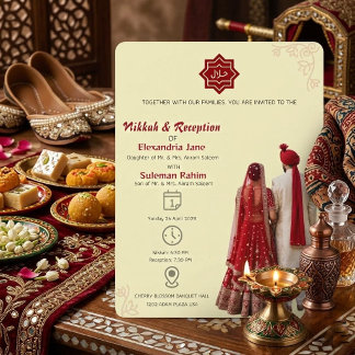 Elegant Nikkah and Reception Islamic Wedding Invitation