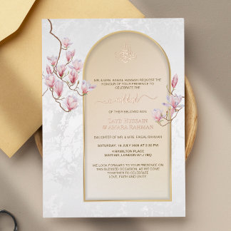 Elegant Nikkah Wedding Foil Invitation | Magnolias