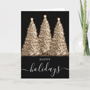Elegant No Photo Holidays Christmas Glitter Trees Holiday Card