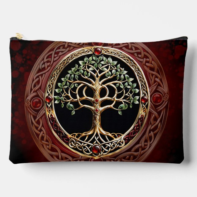 Elegant noble tree of life with celtic knot. accessory pouch (Front)