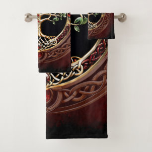 Elegant noble tree of life with celtic knot. bath towel set